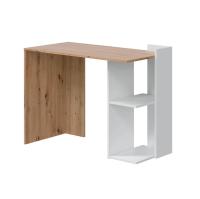 Meimon Mesa escritorio KENIA 100x52x78 cm con estantes fijos, diseño reversible, fabricada en tablero de partículas melaminizado TIPO E1 con cantos PVC de 0,6 mm, incluye tacos ABS antirayaduras, soporta hasta 25 kg, ideal para estudio u oficina. - details 0