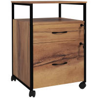 Vinsetto Cajonera de Oficina con Cerradura Armario Archivador Móvil con Ruedas 2 Cajones Barra Colgante para Tamaño Carta A4 y 2 Llaves 44x40x66,5 cm MarrónRústico - details 0