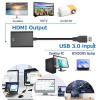 Adaptador USB a HDMI, adaptador de audio y video USB 3,0/2,0 a HDMI, convertidor de cable de gráficos de video HD 1080P para PC, computadora portátil, TV HDTV compatible con Windows XP/7/8/8.1/10 - Negro - details 0