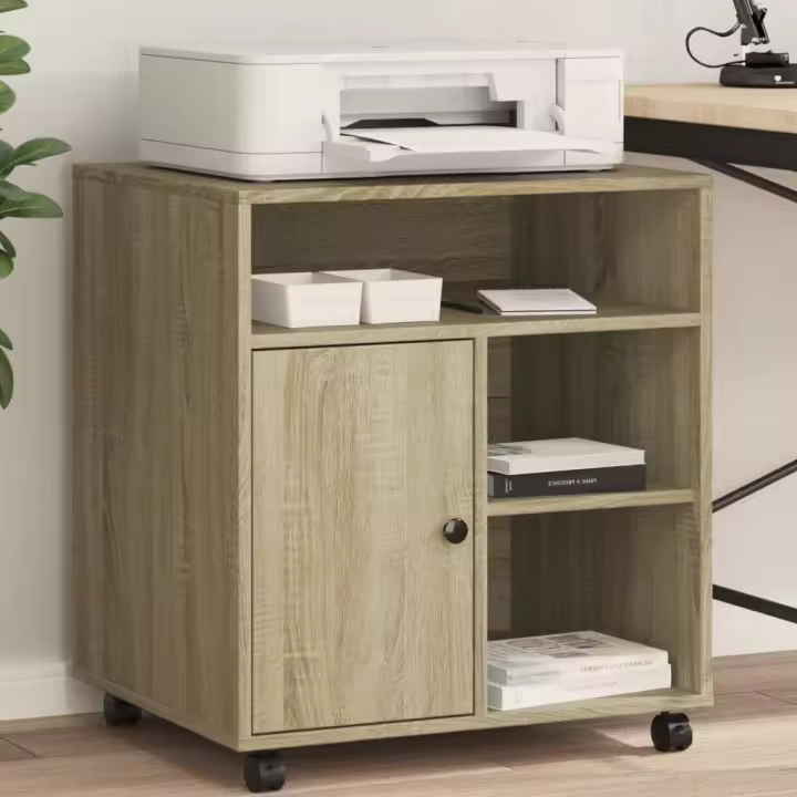 vidaXL Soporte para impresora con ruedas roble Sonoma 60x50x67 cm - 1