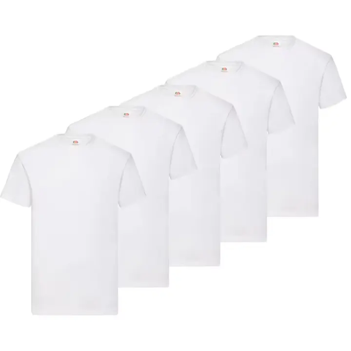 Fruit Of The Loom Pack 5 Camisetas Básicas ORIGINAL Blancas | Algodón | Casual | Unisex | Tallas S-XL - 1