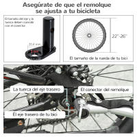 Pawhut Remolque Bicicleta Perros Carro Cochecito para Transporte Mascota 2 en 1 con Barra de Paseo Amortiguador Rueda Giratoria 360° Reflectores Carga Máx. 30kg - details 4