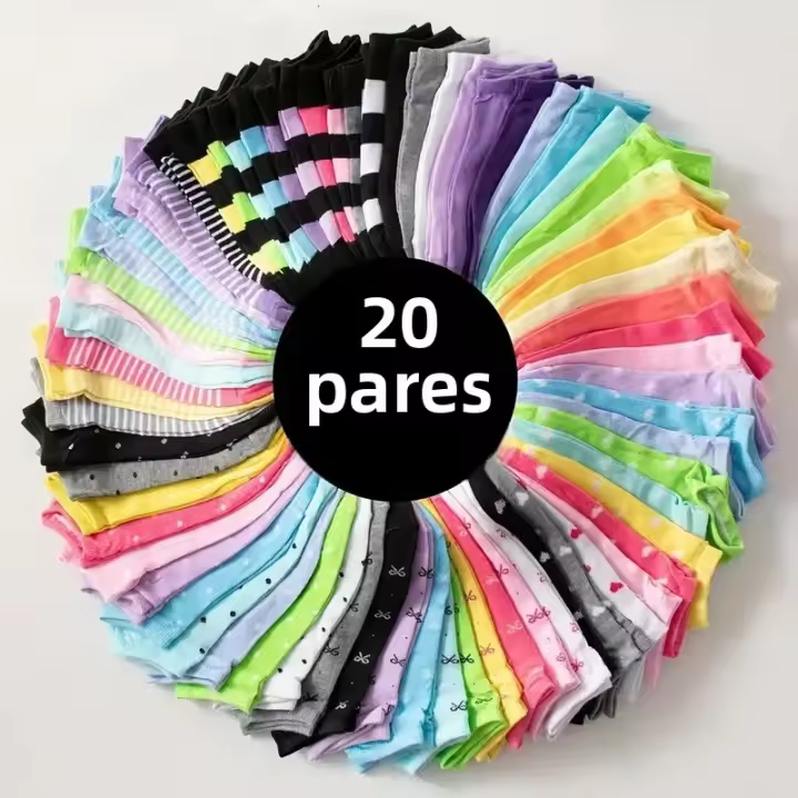 Calcetines De Tobillo Con Estampado De Corazones 20/40 Pares Calcetines De Dibujos Animados Para Mujer En Color Caramelo Para El Día De San Valentín Material Poliéster - 1