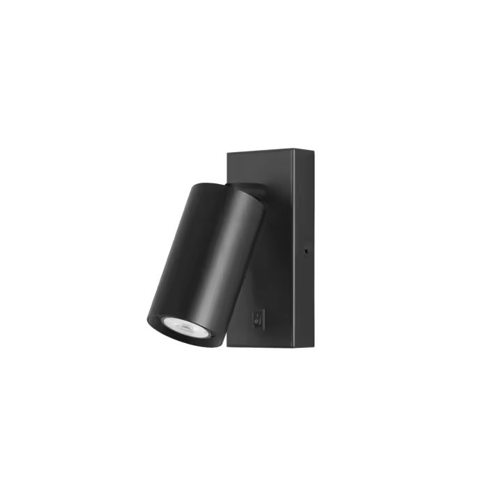 FORLIGHT Era - Aplique de Pared para Dormitorio GU10. Luz de Lectura de Diseño Minimalista de Color Negro. Con Interruptor ON-O - 1