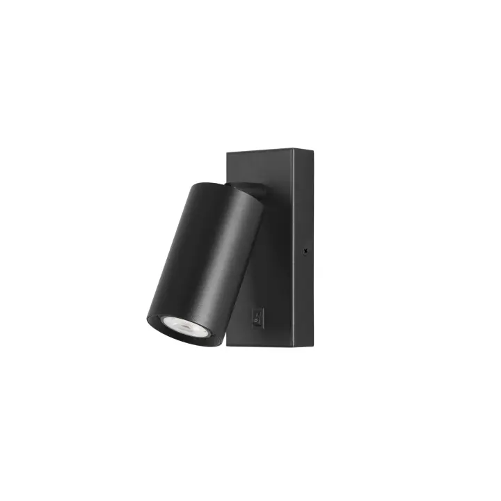 FORLIGHT Era - Aplique de Pared para Dormitorio GU10. Luz de Lectura de Diseño Minimalista de Color Negro. Con Interruptor ON-O - 1