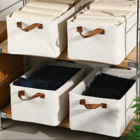MEJORADA Cesta de Almacenamiento Plegable de Lino con Marco de Acero – Organizador de Gran Capacidad con Asas – Ideal para Armarios y Ropa - details 7