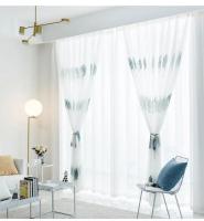 Cortina De Tule Bordada Con Hojas Azul Y Blanco Arboles Doble Ventana Para Sala De Estar Dormitorio Balcones Ventanas Bayas - details 2