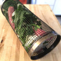 Cesta De Barbacoa Redonda De Acero Inoxidable Con Red De Alambre Cilíndrica Portátil Para Camping Al Aire Libre Asador Grill - details 8