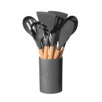 Juego De 12 Piezas De Utensilios De Cocina Ecológicos Con Mango De Madera Y Silicona No Adherente Resistentes Al Calor Espátula Y Cuchara Para Sartén - details 9