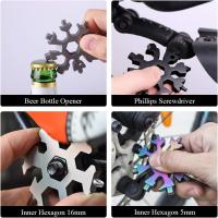 Herramienta multifunción 18 en 1 copo de nieve, 3 piezas de llave de copo de nieve de acero inoxidable, para viajes diarios de camping aventura portátil multifunción mini herramientas regalo de Navidad (color) - details 3