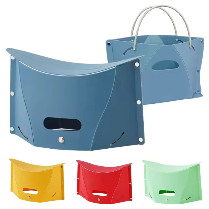 Taburete plegable, taburetes plegables ligeros de plástico, bolsas de transporte plegables, pequeño adulto plegable, taburete al aire libre, taburete de camping, taburete de jardín (1, azul) - 1