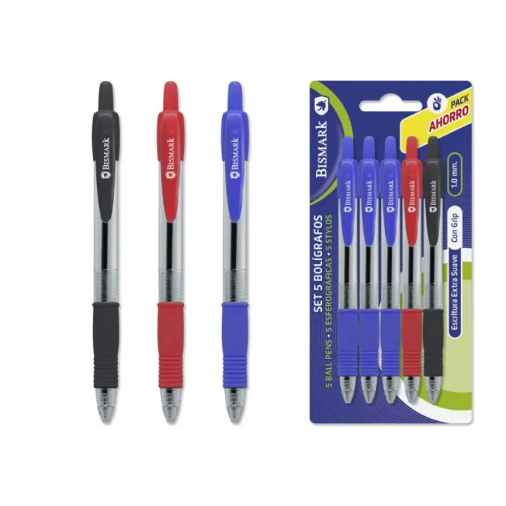 BOLIGRAFOS SOFT GRIP BISMARK BLISTER DE 5 UNIDADES -  BOLIGRAFOS SOFT GRIP - 1