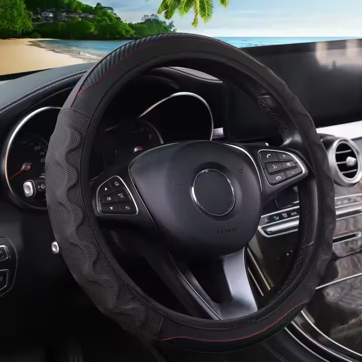 Cubierta De Volante De Silicona Estéreo Cuero Carbono Fibra Adecuada Para 14.5-15 Pulgadas Accesorios De Coche Sin Anillo Interior - 1