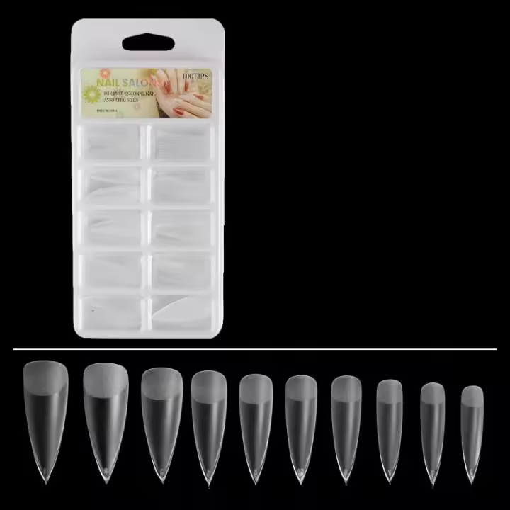 100pcs/Box Uñas Postizas De Acrílico Transparentes Y Sin Salientes Con Forma De Agua Para Extensión De Manicura Herramientas De Uñas T-tipo - 1