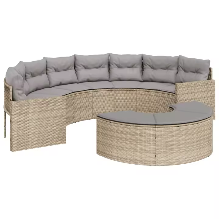 vidaXL Sofá de jardín semicircular 2 piezas ratán sintético beige - 1