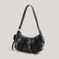 Bolso De Hombro Negro Y2K Punk Estilo Hot Girl Con Múltiples Bolsillos Y Hebilla Metálica Forma De Cuadrilátero Bolso De Media Luna - details 1