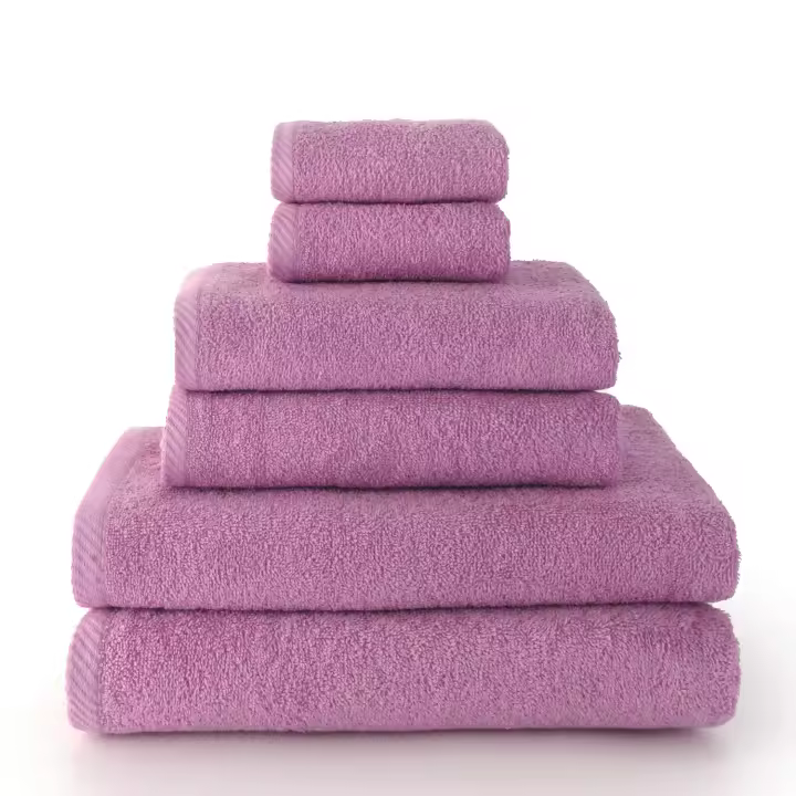 Set 6 Toallas piezas: 2 bidet + 2 manos + 2 baño color malva, El mejor textil hogar para tu casa Fijalo - 1