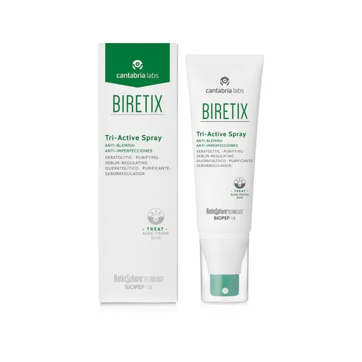 Biretix Tri-Active Spray Anti-imperfecciones para Prevenir y Corregir Granos y Marcas de Acné Corporal - Sin Color 100 ml - 1