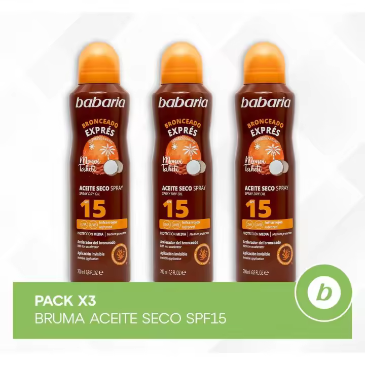 BABARIA PACK X3 BRUMA ACEITE SECO SPF15 - 1