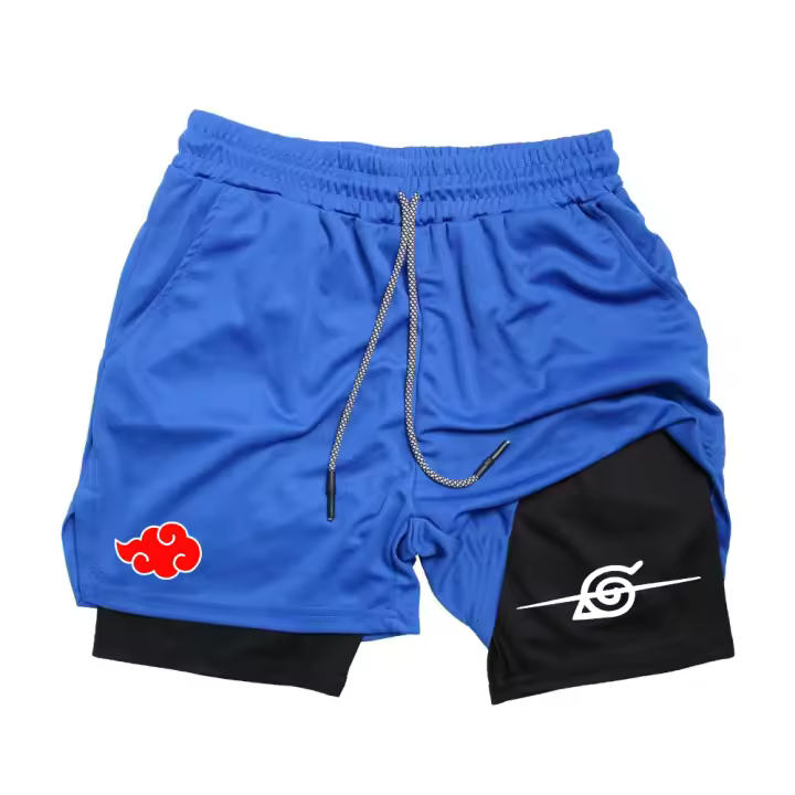 Shorts De Entrenamiento De Doble Capa Para Hombre Deporte Anime Secado Rápido Pantalones De Correr Multi-Desempeño Talla M-3XL - 1