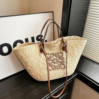 Bolso de paja Bolso de gran capacidad Bolso de mano tejido a mano Bolso de Playa para Mujer (1 Unidad, beige) - details 0