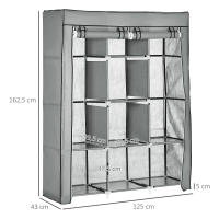 HOMCOM Armario de Tela Plegable Armario Portátil con 8 Estantes de Almacenaje y 2 Barras para Colgar Organizador de Ropa para Dormitorio Vestidor 125x43x162,5 cm - details 2