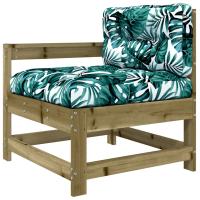 vidaXL Sillón de jardín con cojines madera maciza de pino Pino natural, Pino blanco, Pino gris Conjunto Terraza Muebles Jardín Exterior Juego de Muebles de jardín Mueble Jardín Exterior Muebles de Salon Exterior - details 4