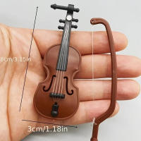 Mini Violin Ornament Juguete Musical Instrumento Decorativo Pequeño Paisaje Hecho a Mano Adorno Para El Hogar Estilo Sureste Asiático - details 0