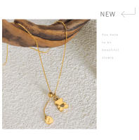 Collar con colgante de corazón de oso, diseño geométrico hueco de oso de amor, hebilla extraíble, collar de clavícula de acero de titanio ajustable, cadena de acero oxidado chapada en oro, accesorios de joyería para el cuello, regalo de fiesta para mujer - details 11