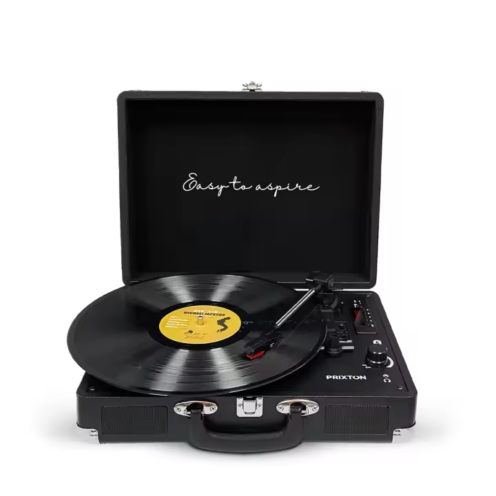 Tocadiscos Bluetooth VC400, Reproductor por Bluetooth y USB, Digitalización de vinilos, 2 Altavoces Incorporados, Diseño de Maleta Vintage | PRIXTON - 1