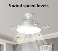 Lámpara De Techo LED Con Ventilador Oculto E27 Para Sala De Estar Cocina Garaje Con Control Remoto Y Blades Retráctiles Fuente De Alimentación DC - details 3