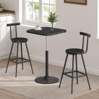 Set of 2 Bar Stools with Backrests, High Kitchen Chairs, Metal Frame, Adjustable Feet, Easy Assembly, for Kitchen, Living Room, Bar, Black - details 6