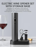 Kit Eléctrico para Abrir Botellas de Vino Kolitong (Caja Regalo Elegante) | Abridor Un Toque + 6 Piezas de Utensilios de Vino | Base Portátil · Inoxidable Profesional · Ideal para Hogar y Fiestas KB1-602301 - details 0