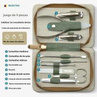 Set De Manicura Profesional 9 En 1 De Alta Calidad Con Estuche De Cuero Herramienta De Cuidado Personal Clippers De Acero Inoxidable - details 1