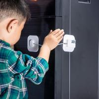 Candado blanco de 2 piezas para refrigerador con código - Candado infantil para refrigerador - Candado de combinación autoadhesivo para refrigerador - Cerradura de seguridad para puerta de refrigerador, armarios con ventana, roperos - Candado para bebés - - details 2