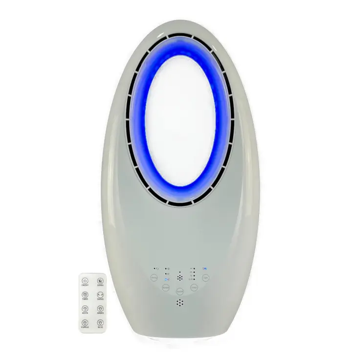 Ventilador Sin Aspas Mixury, Silencioso, Oscilación, 60W, Control táctil y remoto, 3 velocidades, Temporizador y 4 luces LED - 1