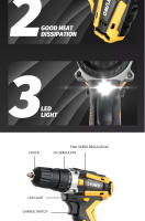 Taladro Eléctrico LYUWO Sin Cable 12/16.8/20V Batería De Litio 40Nm Ligero De Uso Doméstico Gran Resistencia Motor Brushless - details 9