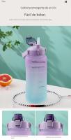 Botella Deportiva De Agua Con Marca De Tiempo Reutilizable Y Portátil Para Adultos Material De Plástico PP Para Gimnasio Y Viajes - details 10