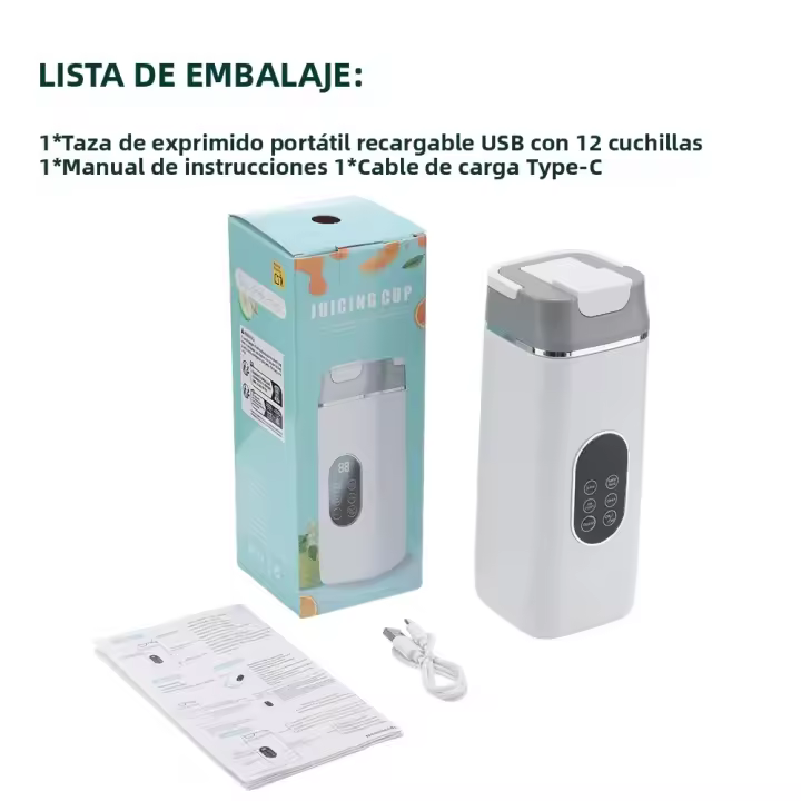 Batidor De Frutas Portátil 420ML 12 Hojas Recargable USB Mezclador De Smoothies 2 En 1 Botella De Cocina Herramienta De Alimentos - 1