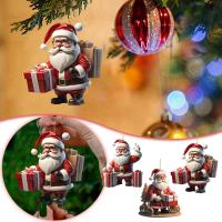 Colgante De Navidad De Santa Claus Y Payaso De Acrílico Rojo Para Decoración De Ventanas Y Coches Regalo De Adornos De Árbol De Navidad - details 0