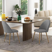 HOMCOM Pack de 2 Sillas de Comedor Sillas de Cocina Tapizadas de Tela de Lino con Patas de Acero para Salón Dormitorio Carga 120 kg 50x52x83 cm - details 1