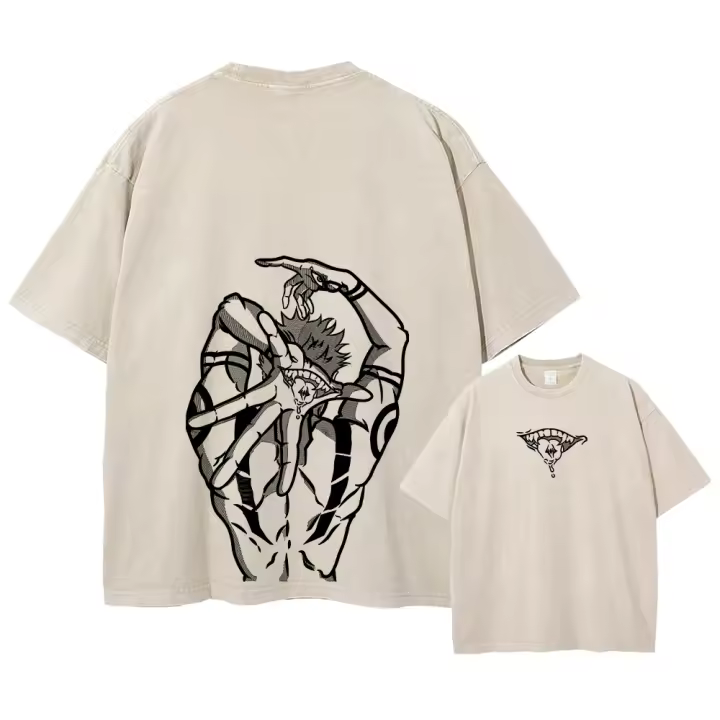 Camiseta Hombre Anime Impresión Harajuku Manga Estilo Vintage Lavado Acido Talla Oversize Verano Casual Cuello Redondo - 1