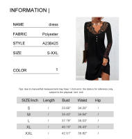 Vestido De Mujer Casual Elegante Con Cuello De Encaje Y Botones Manga Larga De Longitud De Rodilla Estilo Slim Para Edad Media - details 0