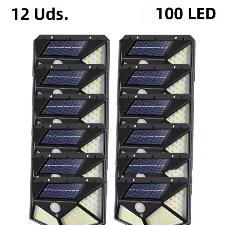 Lámparas Solares De Pared Con 100 LED Sensor De Movimiento Impermeables Para Decoración De Jardín Luz Solar Autónoma Para Calle - 1
