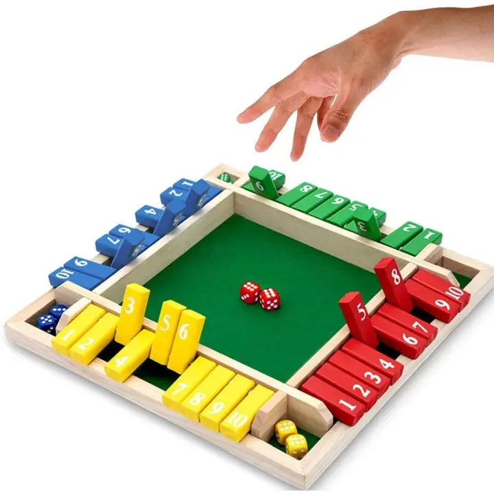 Juego de dados, juego de matemáticas de mesa de madera familiar para 2 - 4 personas, adecuado para adultos y niños, 8 Juegos de mesa clásicos de dados, adecuado para clases, familias, fiestas o bares - 1