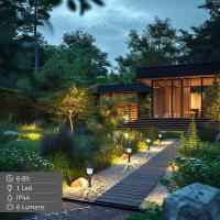 Aktive - Set 2 balizas solares LED 6 lúmenes, emiten luz cálida, iluminación ambiental con estaca, sin cableado, alcance 1 metro, autonomía hasta 8 horas, resistente al agua (IP44), ideal para caminos y jardines - details 2
