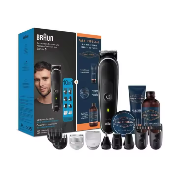 Afeitadora Braun MGK5440 10 en 1 + pack King Gillette negro - 1