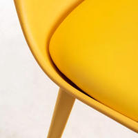 ORION91 Silla BOREAL Asiento Acolchado Piel Sintética y Patas Color Amarillo Curry 48x43x82cm Comedor Oficina Salón Teletrabajo Cocina - SpazioLuzio - details 2