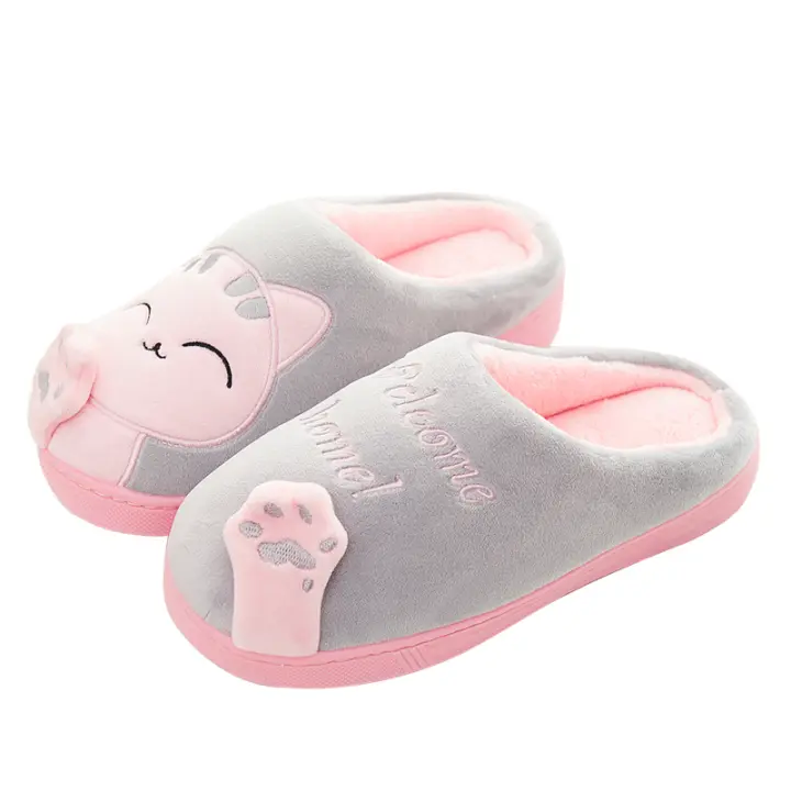 Zapatillas De Invierno Para Mujer Con Decoración De Gato Kawaii Cómodas Y Con Lona Llena De Peluche Zapatos De Pies Calientes Para El Hogar - 1
