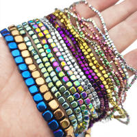 Cuentas De Hierro Natural En Forma De Cubo Y Cuadrado 2/3/4/6MM Colores Azul Y Oro Marrón Para Creación De Joyería Pulseras Y Collares DIY - details 0